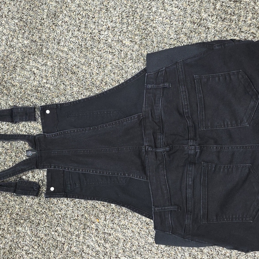 Maternity Black Denim Overalls - Picture 3 of 4